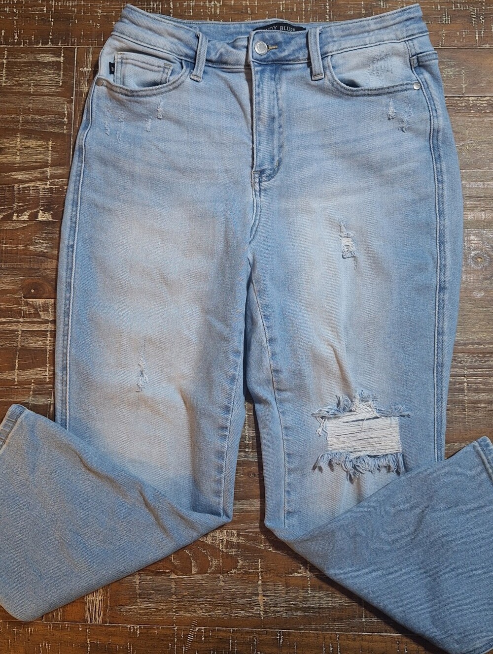 Judy Blue Jeans Womens Size 29 Distressed High Rise Crop Stretch Lite Denim